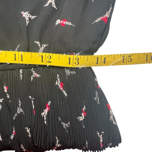 Elle Dress Size M Juniors Chiffon Black Cap Sleeve Semi Pleat Eiffel Tower Paris - Picture 10 of 12